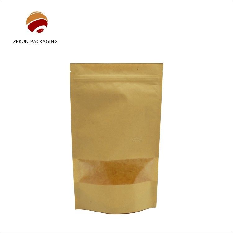 Impression gravure en papier kraft sac à fermeture à glissière emballage alimentaire CMYK Kraft sac PE étanche à l'humidité
