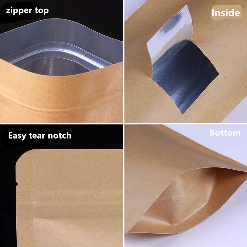 Sac en papier kraft écologique avec gravure imprimée sur la surface de mat emballage alimentaire 200g - 5kgs
