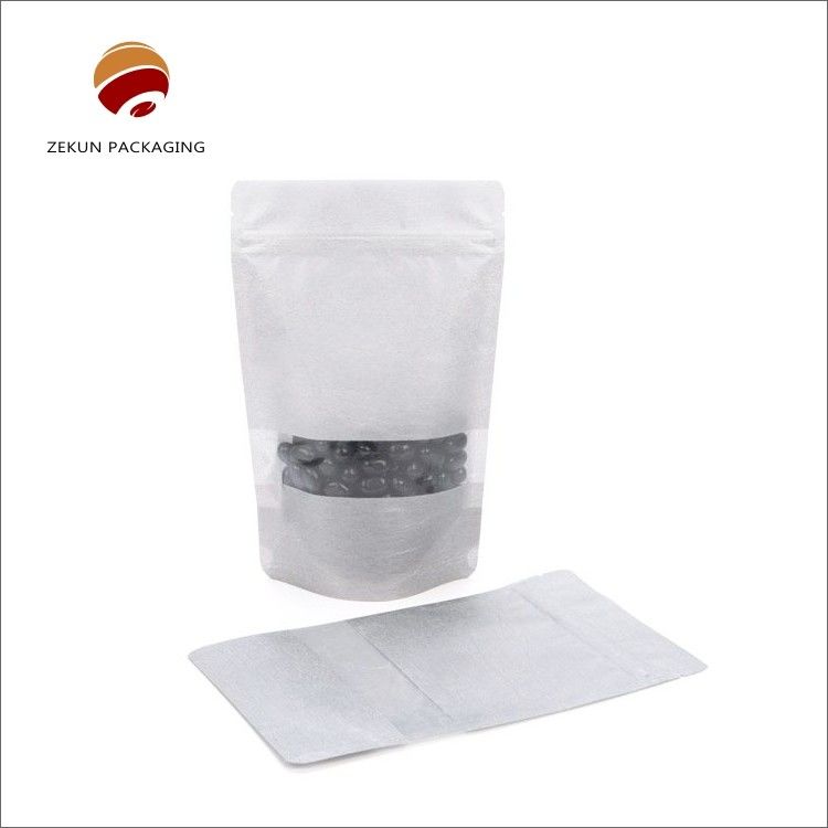 Emballage alimentaire Carton kraft sac à fermeture à glissière Taille personnalisée Mat résistant à l'humidité ou finition brillante