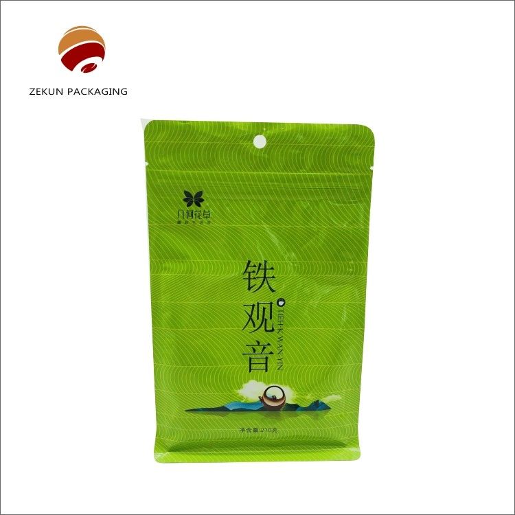 Sac d'emballage de thé personnalisé avec fermeture à glissière CMYK/PANTON Design hydrofuge 30-200g-5kgs