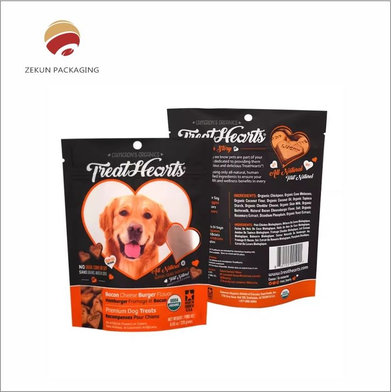 Design personnalisé sac de nourriture pour animaux de compagnie avec fermeture à glissière Vibrant CMYK Impression PET/AL/PE Matériaux