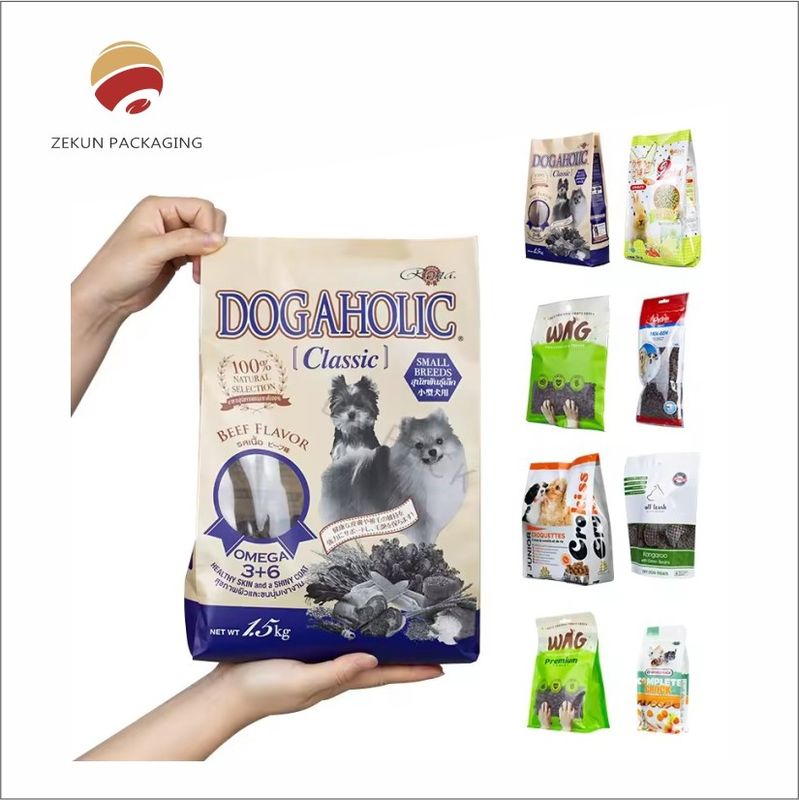 Sacoche de nourriture pour animaux de compagnie personnalisée avec fermeture éclair de couleurs vives